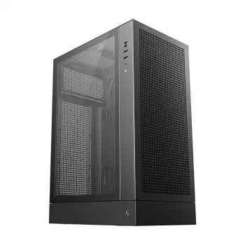 PC korpusas DeepCool CH170 PLUS Tower Juoda — micro-ATX/mini-ITX, grūdintas stiklas, USB-C, viršuje montuojamas PSU