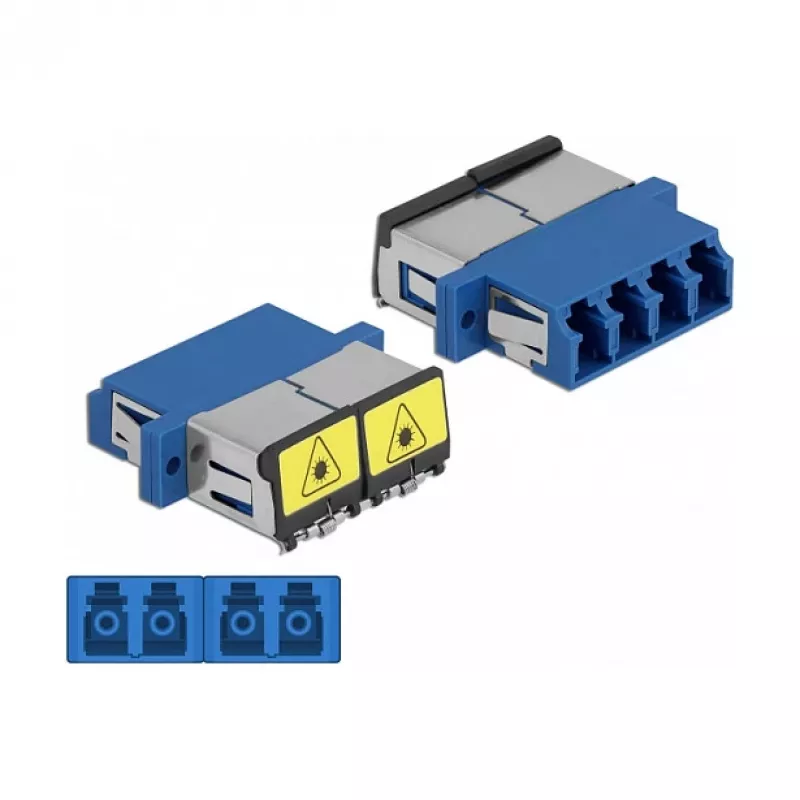 Optinis skaidulų adapteris DeLOCK 86903 LC Quad lizdas į LC Quad lizdą vienmodis mėlynas