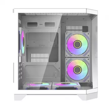 Darflash FT350 kompiuterio korpusas + 5 aRGB ventiliatoriai (baltas)