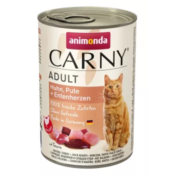 ANIMONDA Carny Adult Chicken, turkey, duck hearts - šlapias kačių maistas - 400g