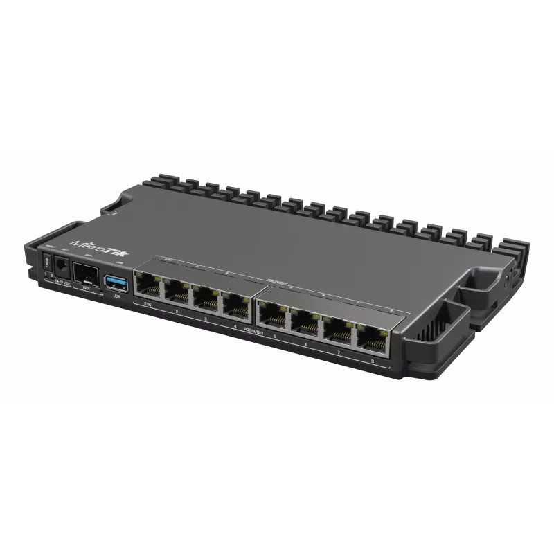 Laidinis maršrutizatorius MikroTik RB5009UPR+S+IN — 8x RJ-45 PoE prievadai, 2,5GbE, SFP+ lizdas, RouterOS