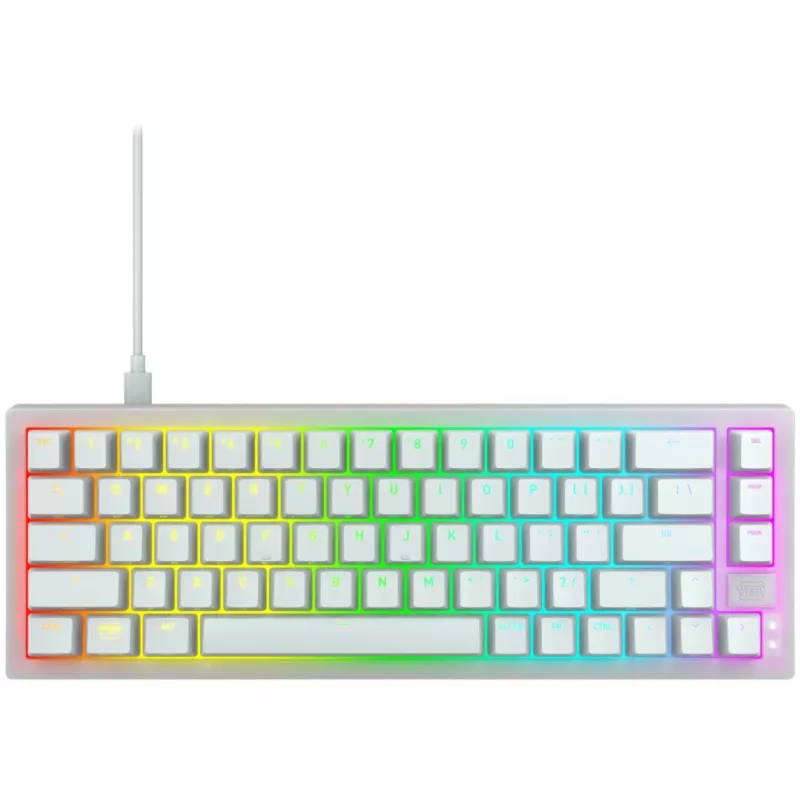 CHERRY K5V2 kompaktiška klaviatūra, skirta žaidimams, USB, QWERTY, anglų k., balta, 67 klavišai, RGB LED