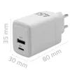 GaN 45W įkroviklis 5V 20V 1,5A 3A, 1xUSB C PD, 1xUS
