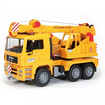 Kraninis sunkvežimis BRUDER MAN BR-02754, ABS konstrukcija, geltonas, 4+ metų (be šviesos ir garso modulio)