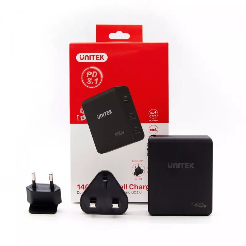 UNITEK P1115A mobiliojo įrenginio įkroviklis, juodas