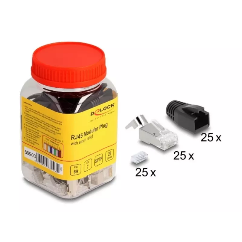 DeLOCK 66903 vielos jungtis RJ-45 juoda metalinė kištukas 25 vnt.