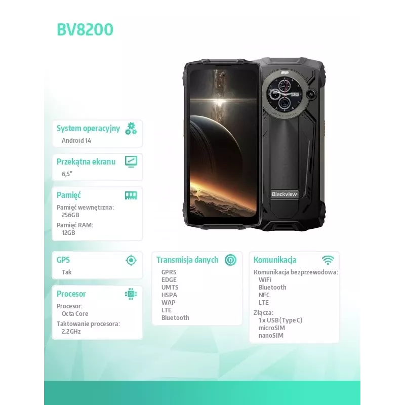 Išmanusis telefonas BV8200 12/256GB juodas