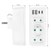 Maitinimo skirstytuvas MACLEAN MCE248 F/W — 3 kintamosios srovės lizdai (1×16A, 2×6A) + 4×USB (2×A, 2×C PD 20W), EU kištukas, baltas