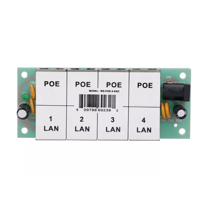 PoE injektorius Extralink 4 prievadų 4x 100Mb/s RJ45, Fast Ethernet, 48 V, be korpuso