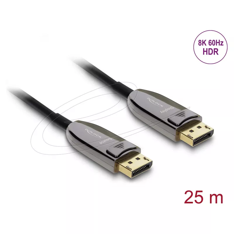 Aktyvus optinis DisplayPort 2.1 laidas DELOCK 8K 60Hz 40Gbps 25m