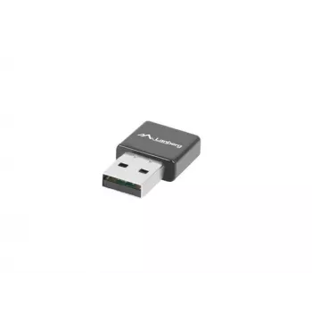 USB belaidis tinklo adapteris LANBERG NC-0300-WI, 2x vidinės antenos 2 dBi, USB 2.0, iki 2400 Mbit/s, juoda