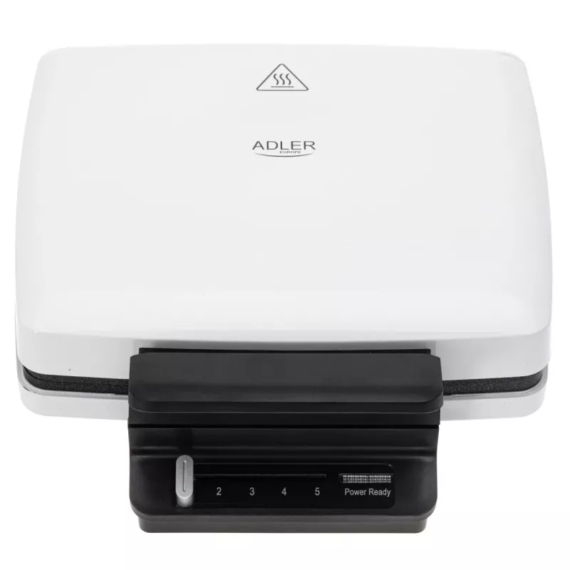 Vaflių keptuvė Adler AD 3085 — 1200 W, 2 stačiakampiai vafliai 9×13 cm, reguliuojama temperatūra, nepridegančios plokštės