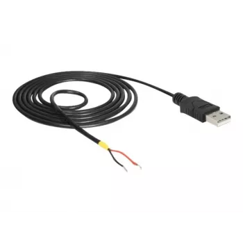 Delock laidas USB2.0 Type-A kištukas > 2 x pliki laidų galai - 1,5 m - juodas (85664)