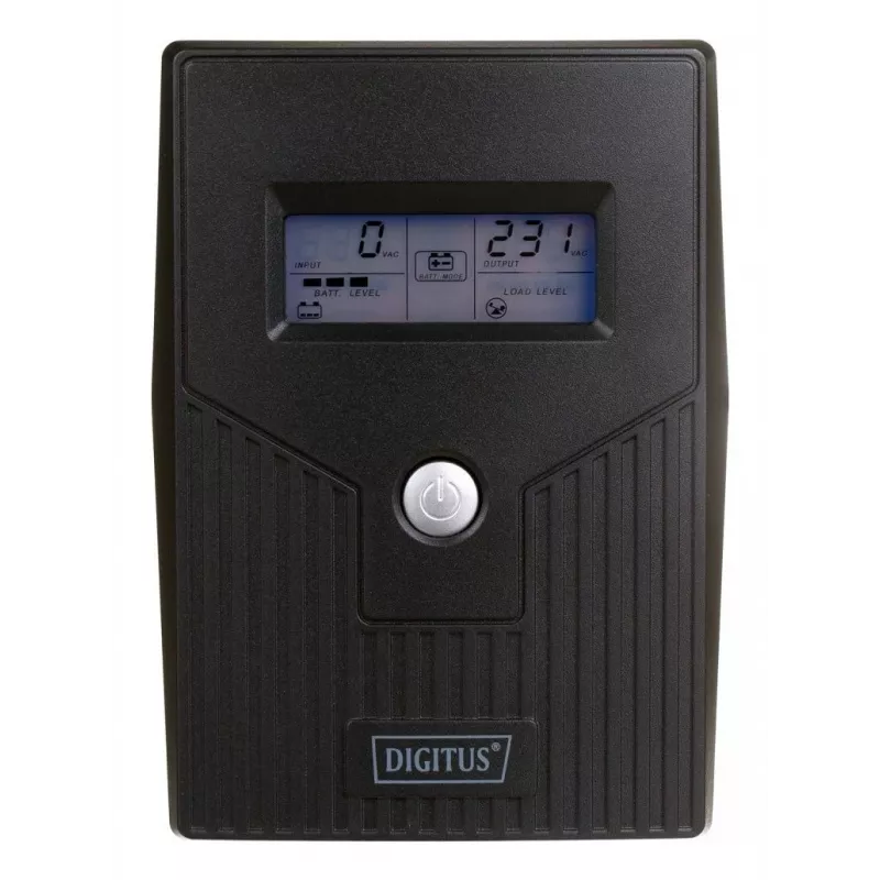 DIGITUS Line-Interactive UPS, 800VA/480W 12V/9Ah X1 baterija, 2x CEE 7/7 lizdai, RJ-11, LCD (DN-170064-LCD)