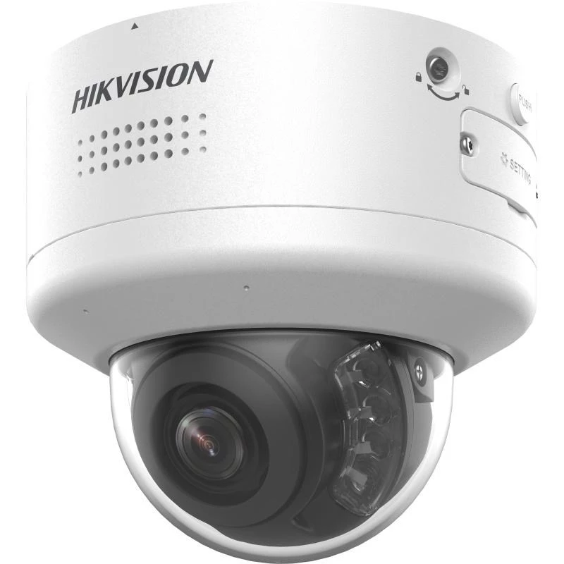 Dome IP apsaugos kamera Hikvision DS-2CD2787G2H-LIPTRZS2U/SL — 8MP 3840×2160, motorizuotas 2,8–12 mm objektyvas, vidaus/lauko, lubų/sienos montavimas, balta