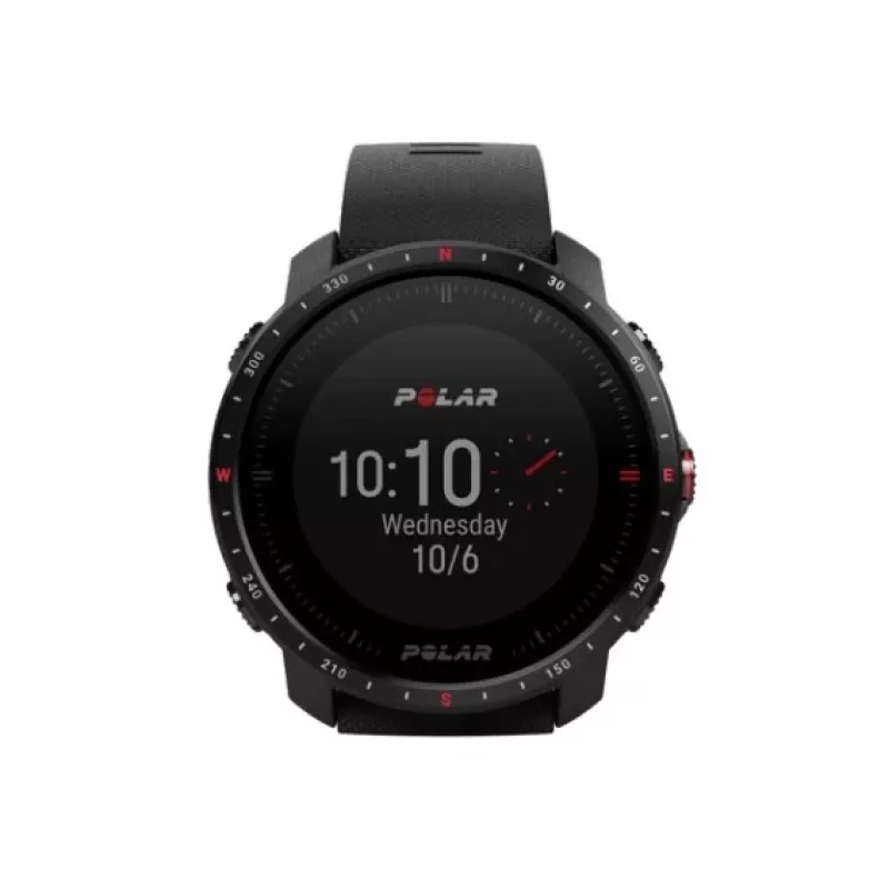 Polar Grit X Pro - Titanium - Sportinis laikrodis su dirželiu - perforuota oda - pilka - Dirželio dydis: M/L - Ekranas 3 cm (1,2 colio) - Bluetooth - 41 g (90085777)