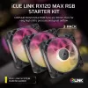 Corsair iCUE LINK RX120 MAX ARGB 120 mm korpuso ventiliatoriai, 3 vnt. rinkinys, juodi