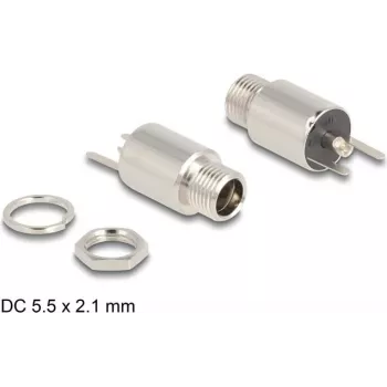 DeLOCK jungtis DC 5,5 x 2,1 mm kištukinio lizdo pereinamoji mova litavimo versijai 20 V 10 A