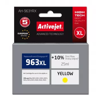 Activejet AH-963YRX rašalas (pakaitalas HP 963XL 3JA29AE; Premium; 1760 puslapių; 25 ml, geltonas)