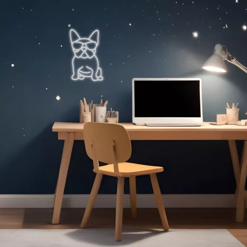 Neoninė šviesa MANTA Manta SNL66WH French Bulldog White – dekoratyvinis LED neoninis ženklas, prancūzų buldogo formos