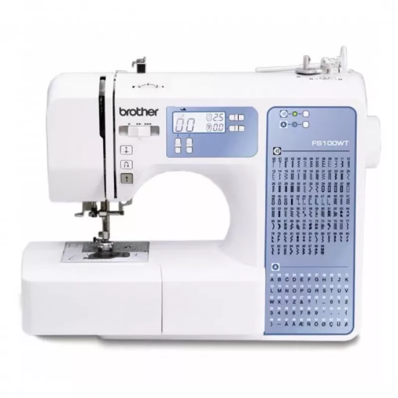 Siuvimo mašina Brother FS100WT — 100 dygsnių raštų, 850 SPM, 7 mm dygsnio plotis, automatinis adatos įvėrėjas, LCD