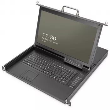 Digitus 17 col. HD LCD KVM konsolė 16 prievadų HDMI vokiška klaviatūra