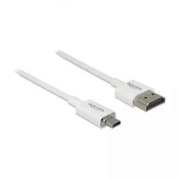 HDMI kabelis DeLOCK 85147 0,25 m A tipo į D tipo, baltas