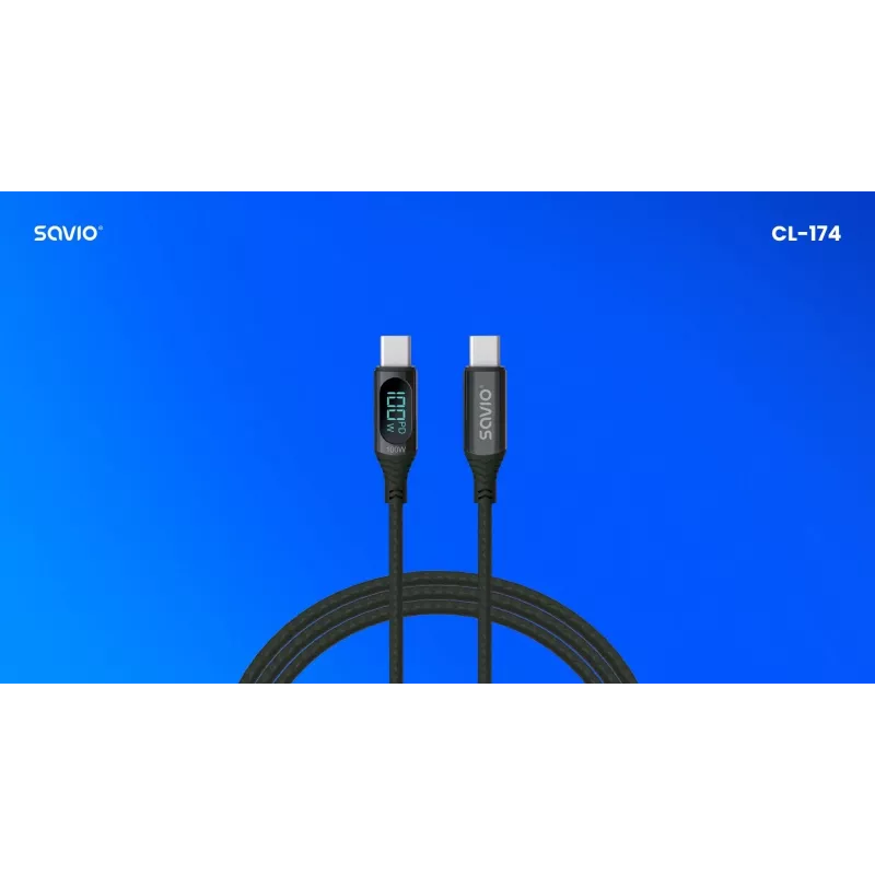 „Savio“ USB-C – USB-C laidas CL-174 1 m juodas USB 3.2 Gen 1