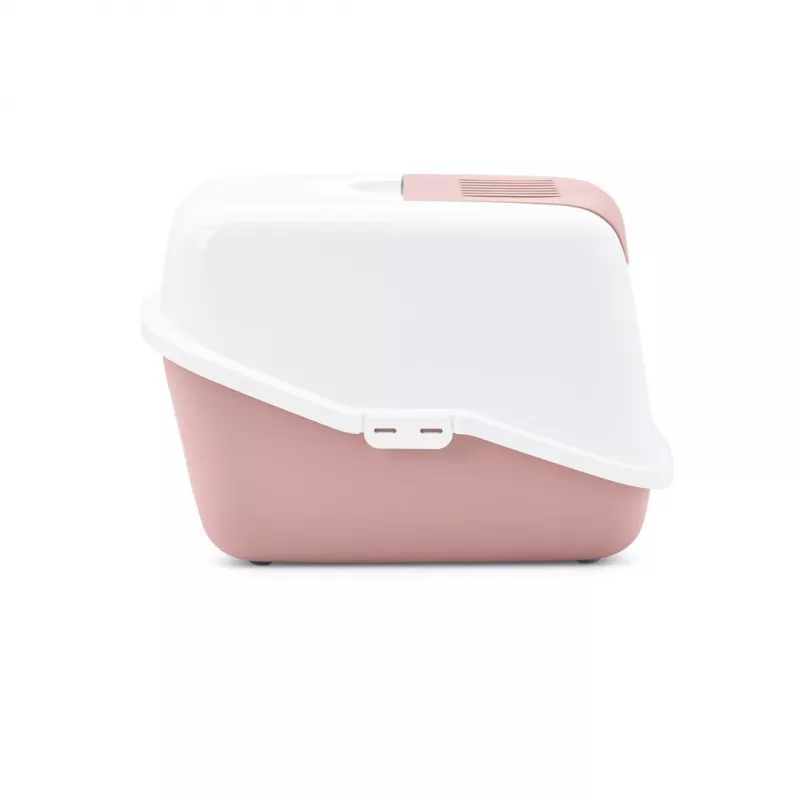 Uždara kačių tualeto dėžutė Savic Nestor White-Pink, su gaubtu, 56×39×38,5 cm