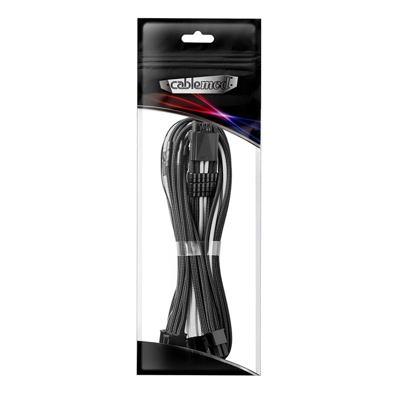 CableMod C-Series PRO ModMesh Sleeved 12VHPWR StealthSense - maitinimo kabelių rinkinys - juoda/balta (CM-PCSR-16P3-N60KKW-5PK-R)