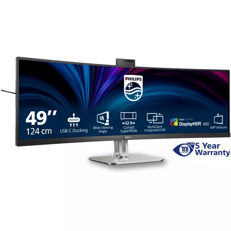 Philips 5000 serijos 49B2U5900CH/00 kompiuterio monitorius 124 cm (48,8 colio) 5120 x 1440 pikselių Dual QHD LCD juodas