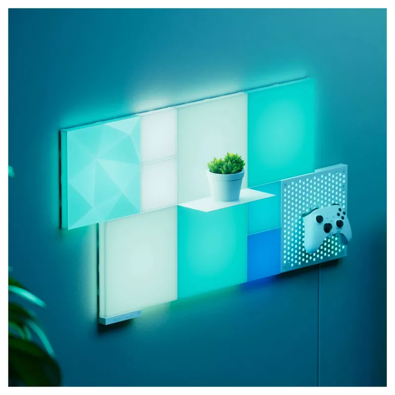 LED skydinis šviestuvas Nanoleaf N8100E00-2TBS — kvadratinis RGB, maitinamas nuolatine srove, pakuotėje 2 vnt.