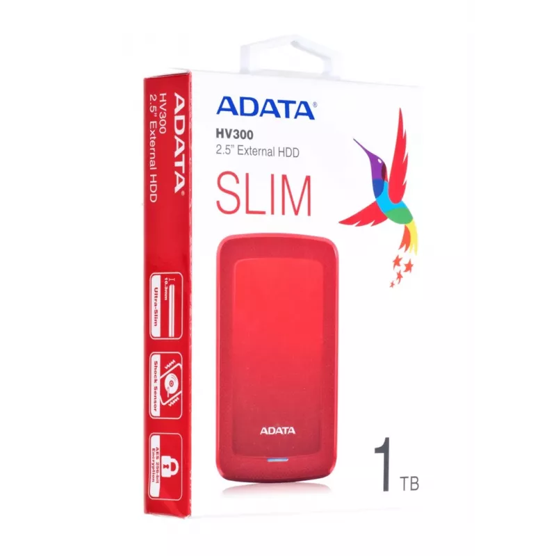 ADATA HV300 išorinis kietasis diskas 1 TB 2,5 col. USB 3.2 Gen 1 (3.1 Gen 1) raudonas