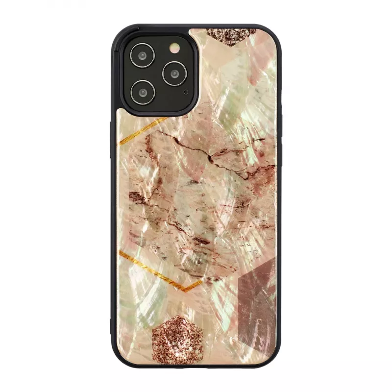 Apsauginis telefono dėklas iKins, skirtas Apple iPhone 12 / 12 Pro – rožinio marmuro dizainas