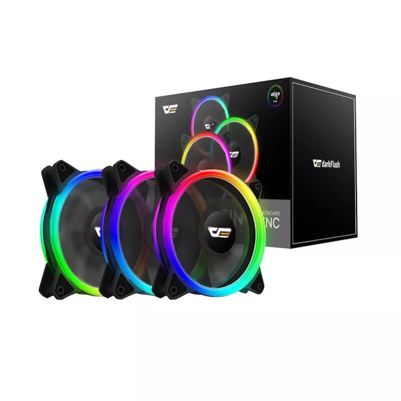Darkflash DR12 Pro 3in1 120mm ARGB korpuso ventiliatorių rinkinys – juodas