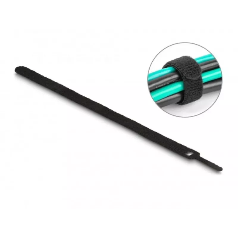 Užkabinimo ir kilpos kabelių juosta DeLOCK 19075 300x12mm juoda 10 vienetų