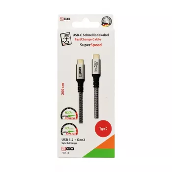 USB laidas 2GO 797513 USB 3.2 Gen 2 2 m USB C Sidabrinis