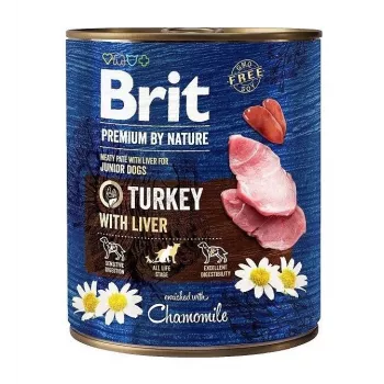 Šlapias šunų maistas Brit Premium by Nature Junior Turkey with Liver 800 g – visavertis ėdalas šuniukams, be grūdų, 78 % drėgmės