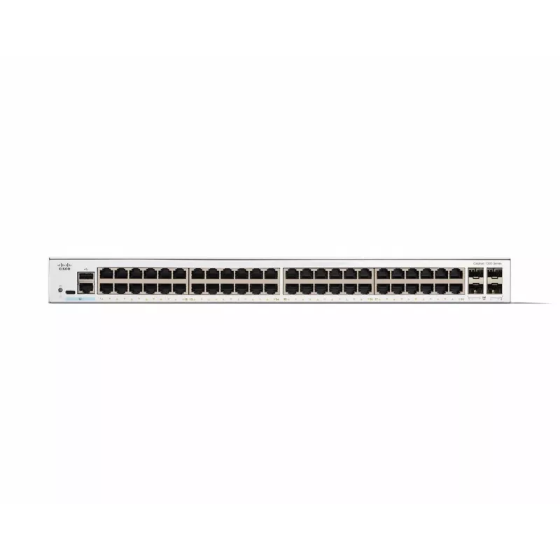 Cisco Catalyst 1300-48T-4G valdomas jungiklis, 48 prievadų GE, 4x1GE SFP, ribota viso gyvenimo apsauga (C1300-48T-4G)