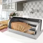 Duonos laikymo indas Maestro MR-1676-WHITE, nerūdijančio plieno atverčiamas dangtis, baltas, 385×255×190 mm