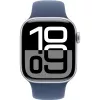 APPLE Watch Series 10 GPS 42mm sidabrinis aliuminio korpusas su „Denim“ sportiniu dirželiu – S/M
