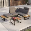 Corner garden lounge set or 2 sofas + table NUVIO grey