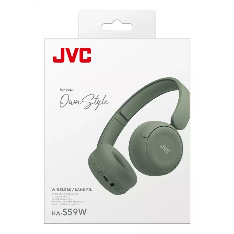 JVC HA-S59W ausinės su mikrofonu, laidinės ir belaidės, ant galvos, muzikai / kasdienai, USB Type-C, Bluetooth, žalia
