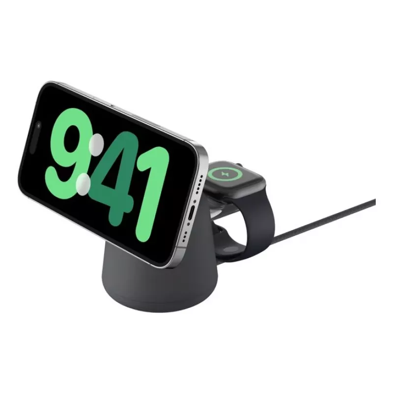 Belaidis įkroviklis Belkin WIZ027VFH36 2 viename magnetinis Qi2 15W, skirtas iPhone ir Apple Watch