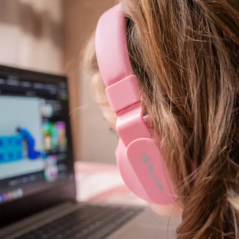 Ausinės Tellur Buddy Bluetooth ant ausies rožinės