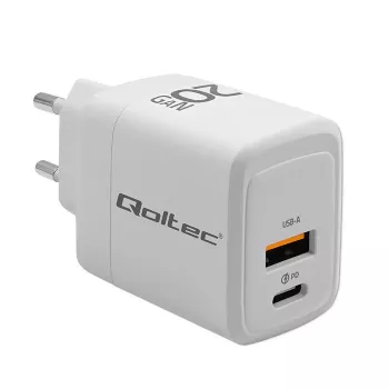 GaN įkroviklis QOLTEC 51823 20W USB maitinimo adapteris, 5V/20V išvestis