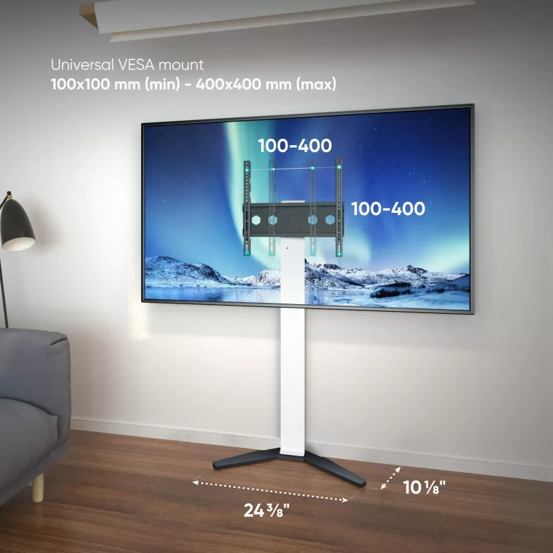 TV laikiklis/stovas ONKRON TS1140-W 66–165,1 cm (26–65 colių) ekranams, 35 kg, VESA 100x100–400x400, aukštis 880–1100 mm, baltas