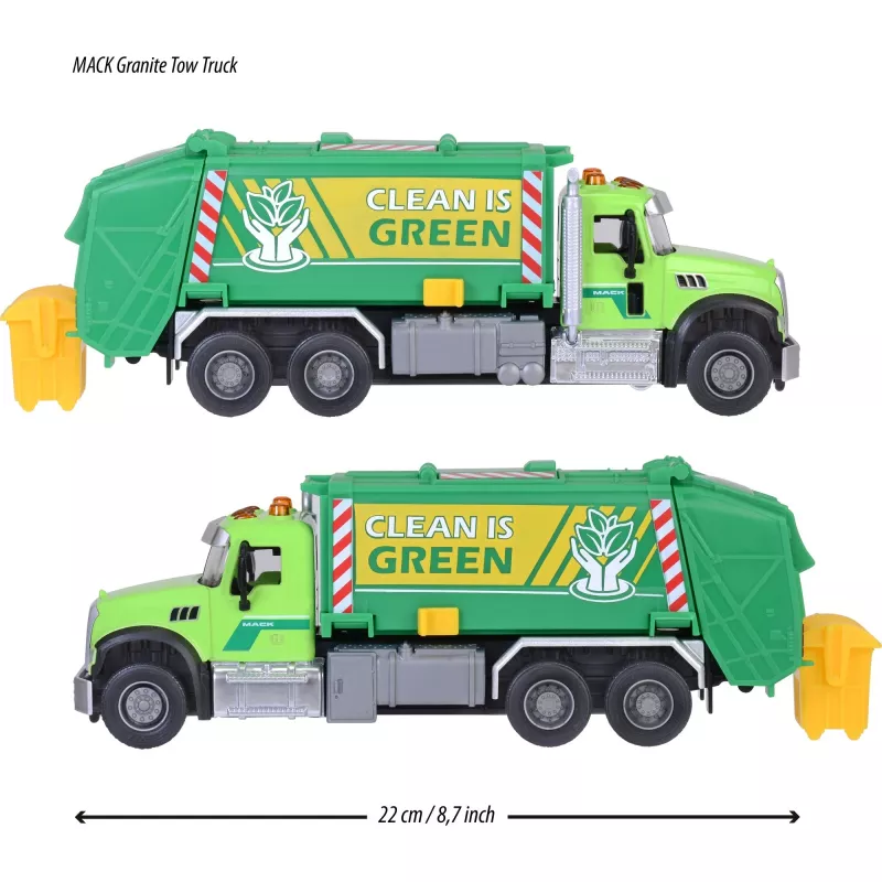 Žaislinė transporto priemonė Majorette Mack Granite šiukšliavežės modelis 213743007, metalinis mastelinis žaislas