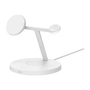 Belkin BoostCharge Pro ausinėms, išmaniajam telefonui, išmaniajam laikrodžiui baltas USB belaidis įkrovimas greitas įkrovimas vidaus