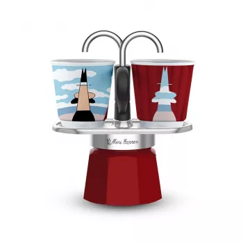 Bialetti Mini Express Magritte Moka puodas raudonas, sidabrinis